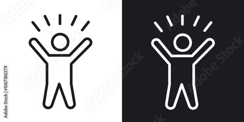 Self confidence icon in black and white outlined stroke