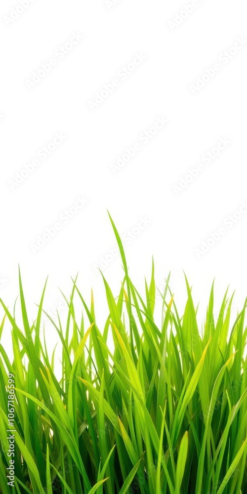Lush green grass isolated on a clean white background, white, outdoors Lush green grass isolated on a clean white background, white, outdoors