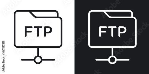 FTP icon in black and white outlined stroke