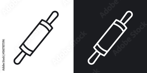 Rolling pin icon in black and white outlined stroke