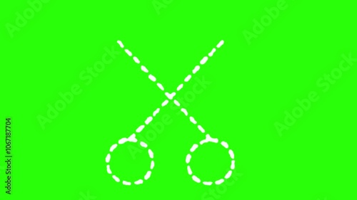 hand-drawn scissor icon animation on green screen
