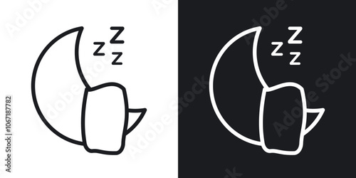 Sleep icon in black and white outlined stroke