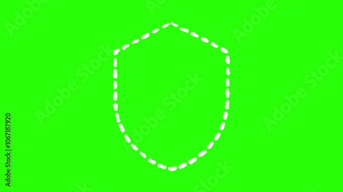 hand-drawn shield icon animation on green screen