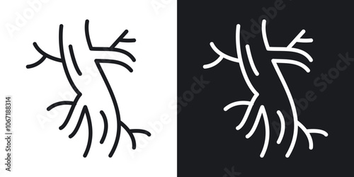 Human artery icon in black and white outlined stroke