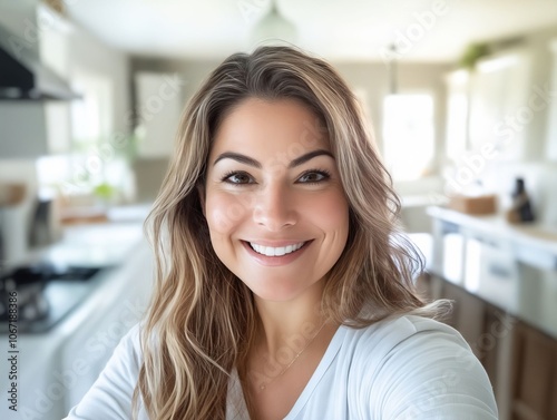 Free Download A woman taking a selfie in a kitchen - GFXLoad