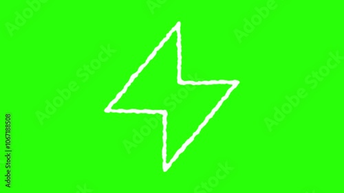 hand-drawn thunder icon animation on green screen