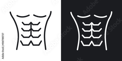 Abs icon in black and white outlined stroke