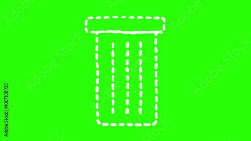 hand-drawn trash icon animation on green screen