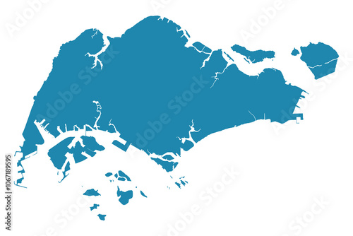 Abstract - High Detailed blue Map of Singapore isolated on white background. for your web site design map logo, app, Travel. Vector illustration eps10.	
