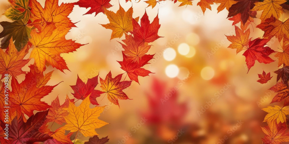Colorful autumn leaves create warm, vibrant atmosphere in nature Colorful autumn leaves create warm, vibrant atmosphere in nature