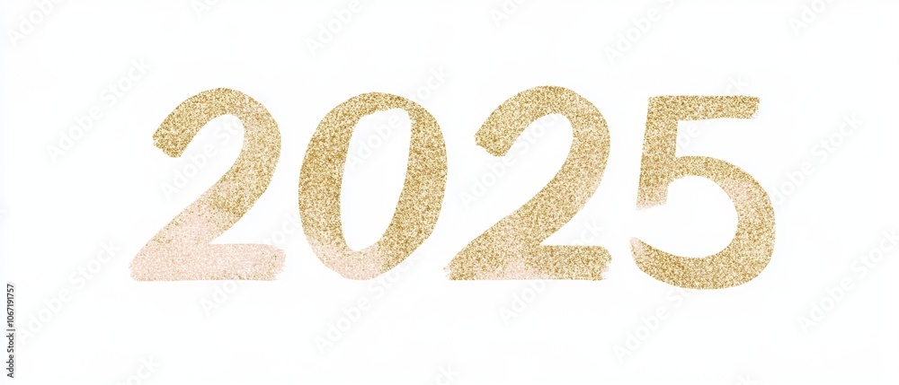 2025 written in golden glitter on a simple white background. Pink decorative accents add an artistic touch to this festive design. 2025 written in golden glitter on a simple white background. Pink decorative accents add an artistic touch to this festive design.