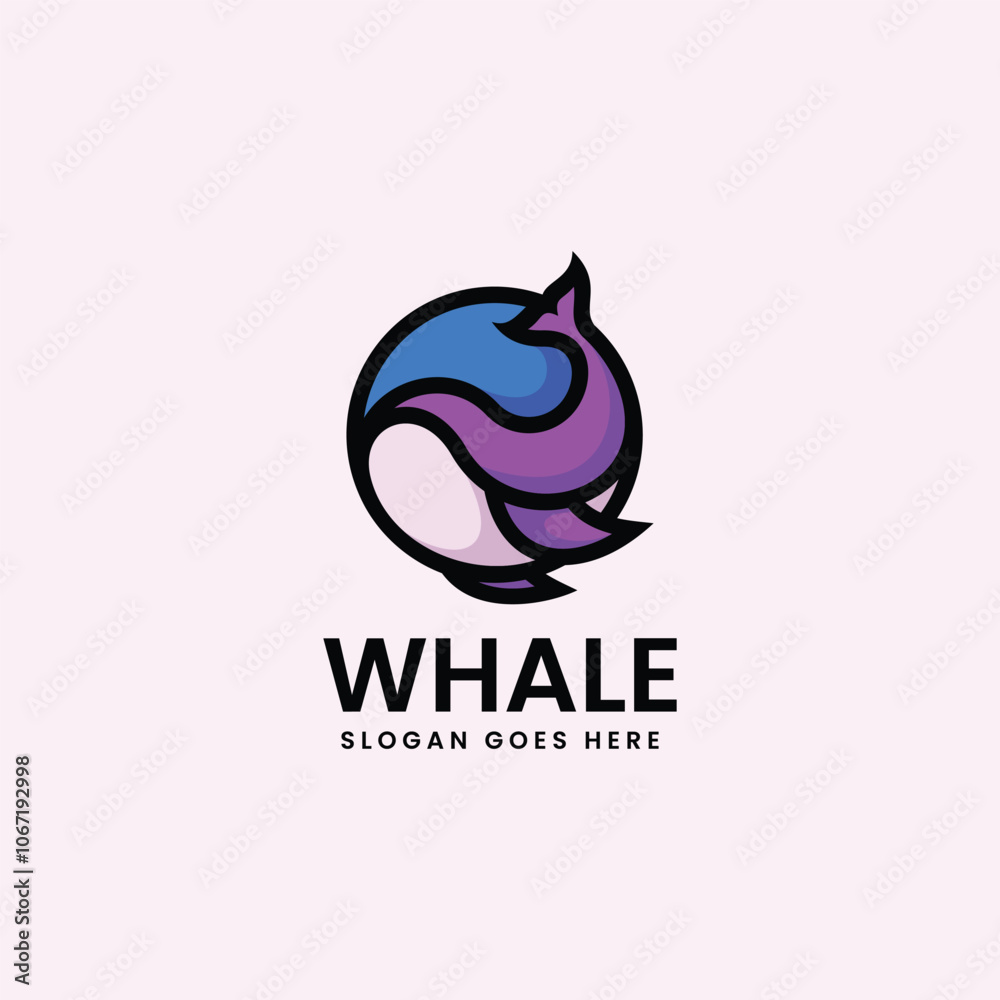 Vector logo whale simple mascot design
