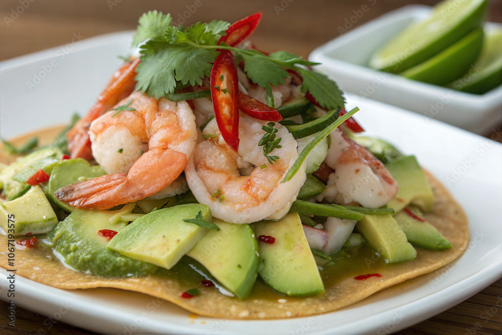 Fresh Shrimp Aguachile with Lime, Chili, and Avocado Fresh Shrimp Aguachile with Lime, Chili, and Avocado