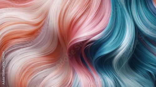 Bold and unique hair colors on long wavy hair; showcasing a range of shades, from pastels to vibrant tones, for impactful advertising