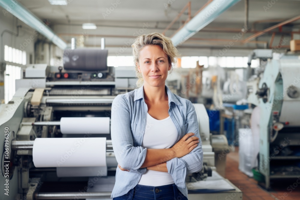 Portrait of a female owner of large printing factory Portrait of a female owner of large printing factory