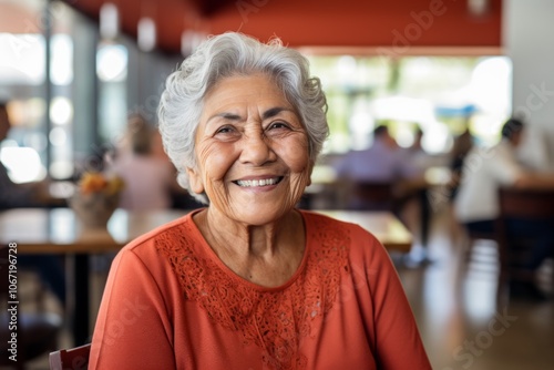 Smiling portrait of a happy senior Latin woman in nursing home