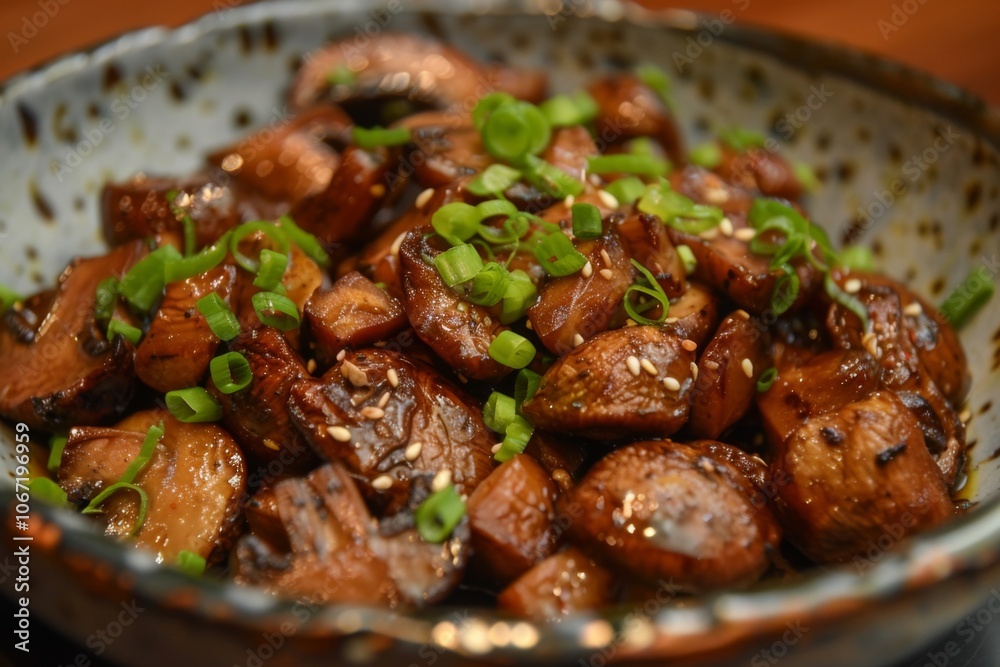 Sauted mushrooms in non stick frying pan Sauted mushrooms in non stick frying pan