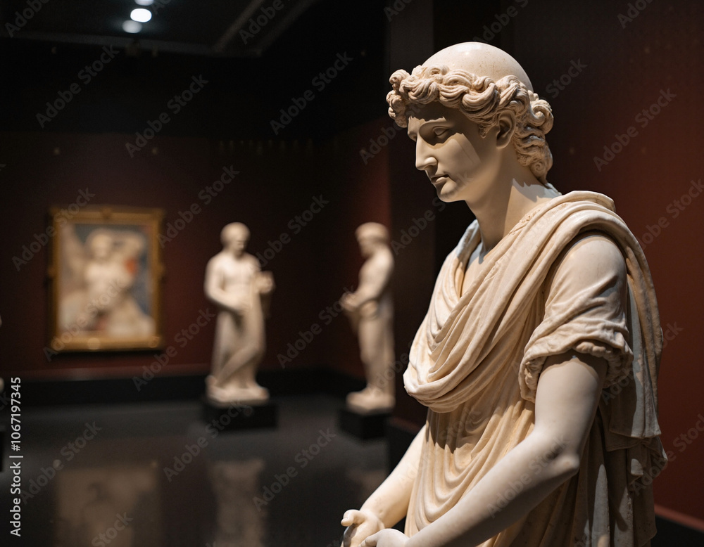 Marble Statue in Gallery. Marble Statue in Gallery.