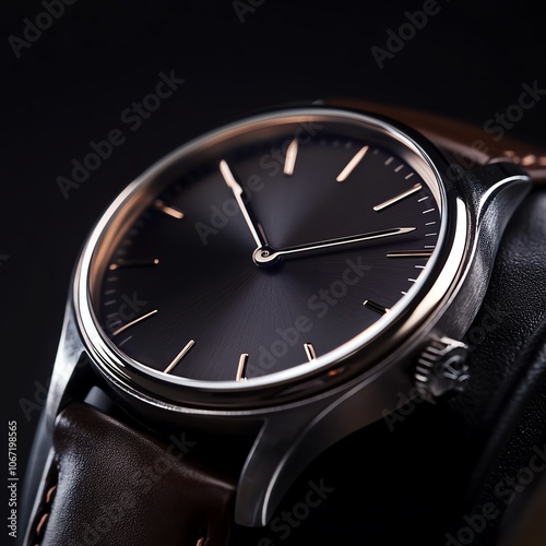 Produce a close-up shot of a sleek, modern wristwatch for a management-themed image photo