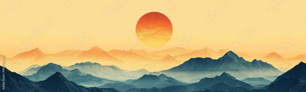 Mountains with a sunset in the background Mountains with a sunset in the background