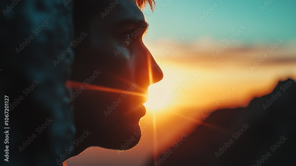 Cinematic Climbing Moment - Dramatic close-up shot of climber against sunset, framing intensity and resilience. Cinematic Climbing Moment - Dramatic close-up shot of climber against sunset, framing intensity and resilience.