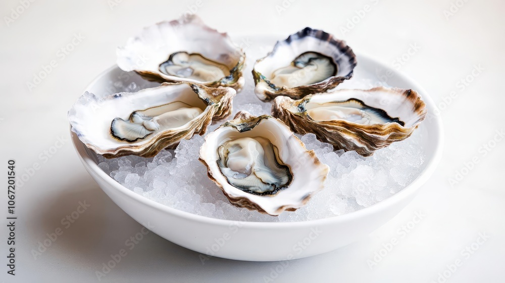 Crushed ice forming a frosty bed for raw oysters or seafood