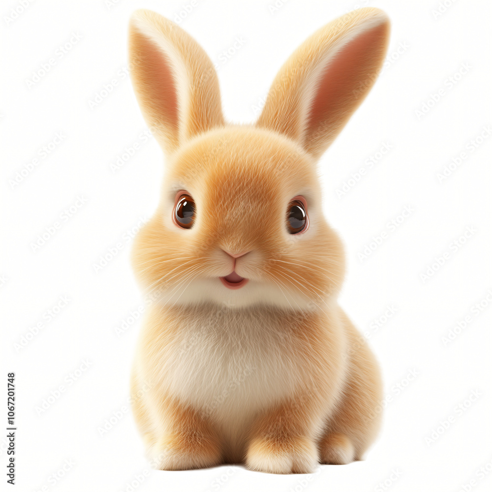 White fluffy rabbit isolated on a clean white background White fluffy rabbit isolated on a clean white background