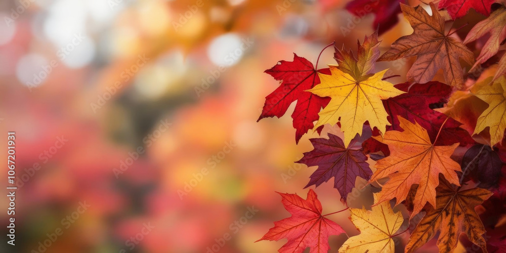 Colorful autumn leaves in vibrant hues create warm, inviting scene Colorful autumn leaves in vibrant hues create warm, inviting scene