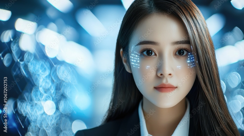 Female Executive Focused on Advanced Data Insights Female Executive Focused on Advanced Data Insights