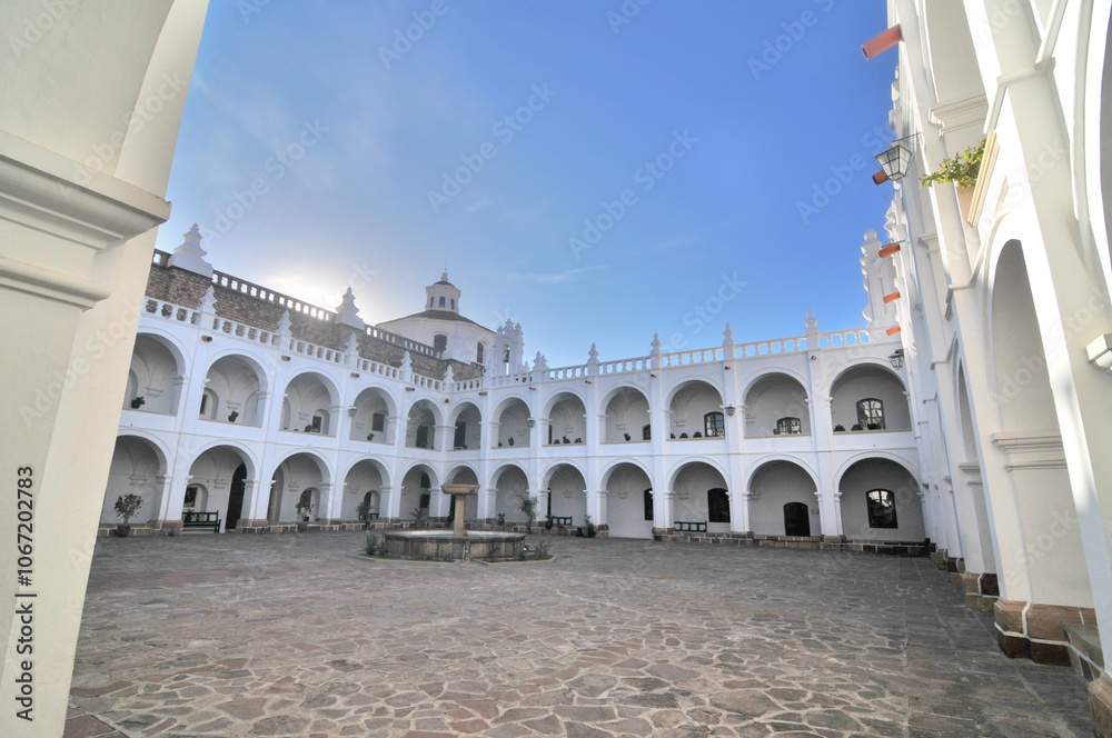 Fototapeta premium The Convent of San Felipe de Neri with a view of the old town of Sucre, Bolivia,