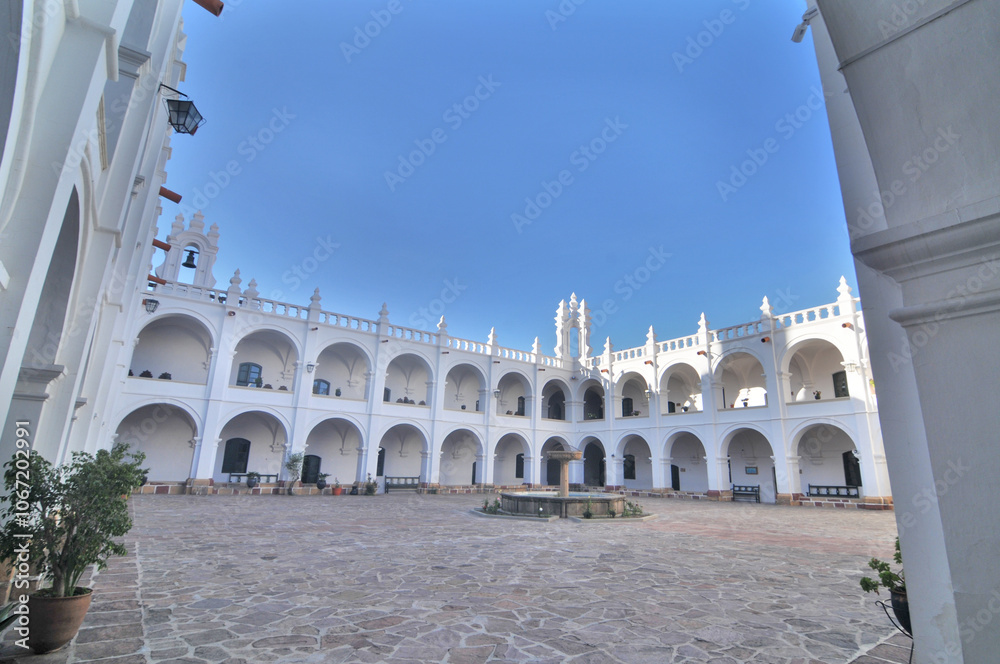 Fototapeta premium The Convent of San Felipe de Neri with a view of the old town of Sucre, Bolivia,