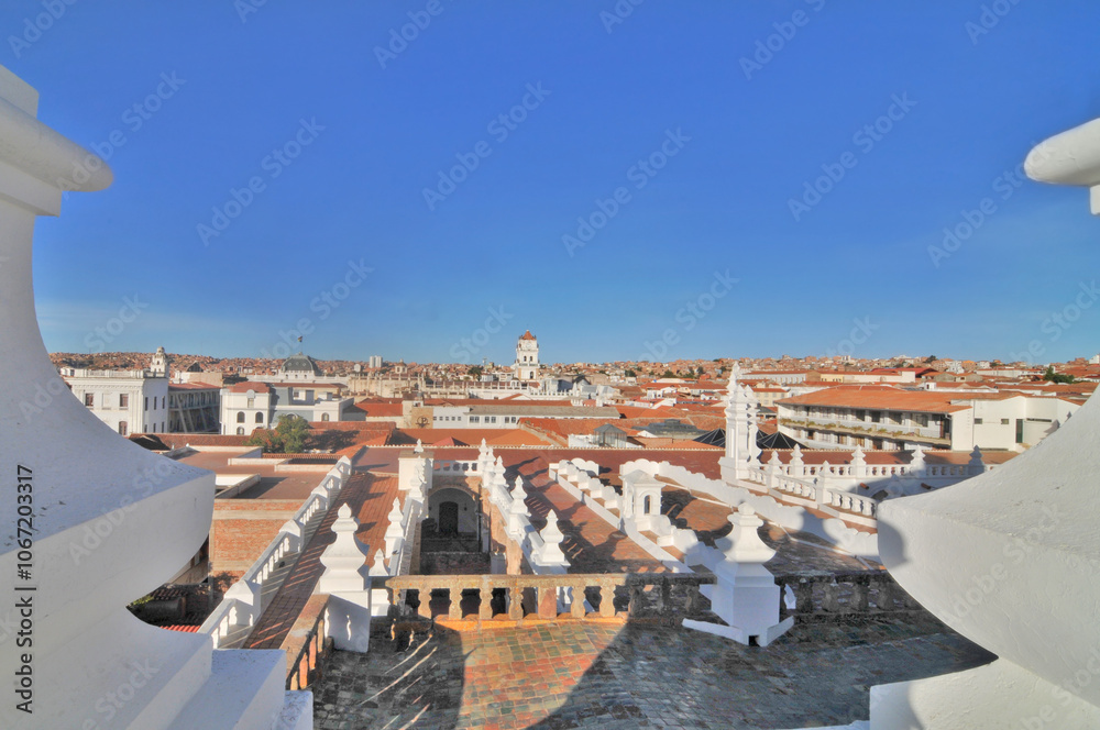 Fototapeta premium The Convent of San Felipe de Neri with a view of the old town of Sucre, Bolivia,