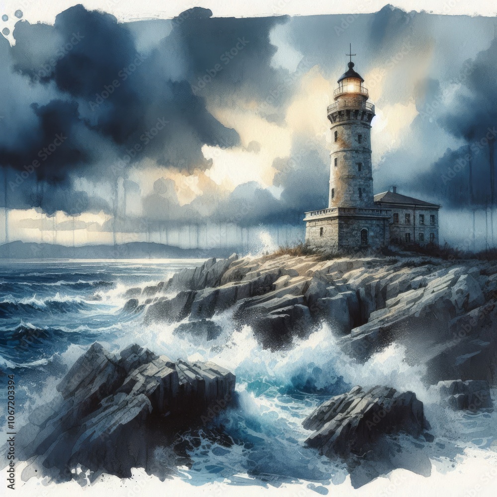 Majestic Lighthouse and Tumultuous Waters Majestic Lighthouse and Tumultuous Waters