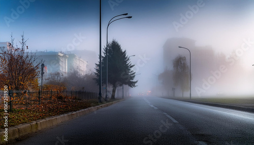 View of the city shrouded in smog