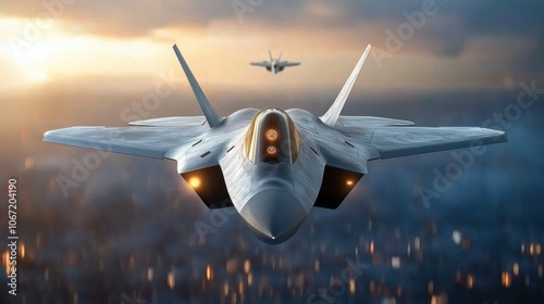 Futuristic Fighter Jet in Dynamic Dogfight Simulation photo