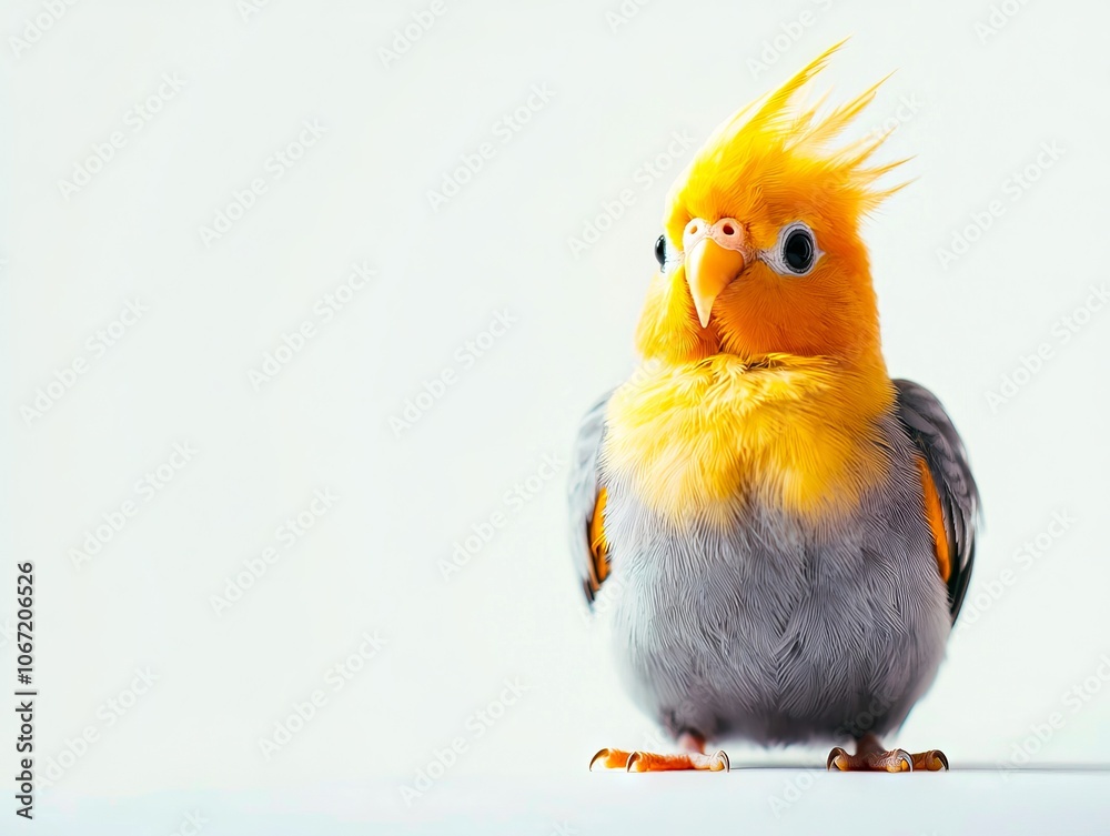 Obraz premium A small bird with a yellow mohawk sitting on a table
