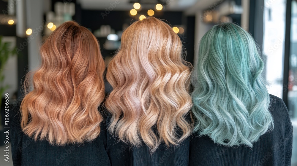 Creative wavy hair with soft, pastel hues, showcasing trendy shades for diverse hair care and styling concepts Creative wavy hair with soft, pastel hues, showcasing trendy shades for diverse hair care and styling concepts
