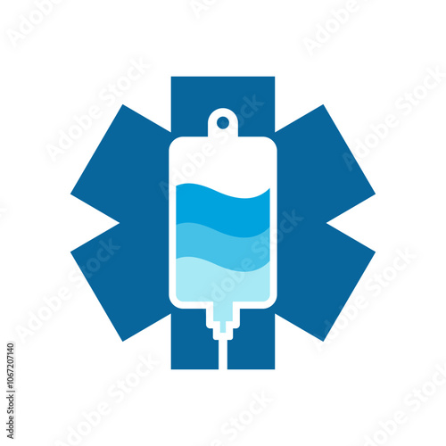 Hydration logo design with iv liquid vector illustration template. Simple icon