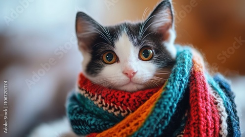 Wallpaper Mural Cute pet with festive scarf, celebrating the season in vibrant holiday colors Torontodigital.ca