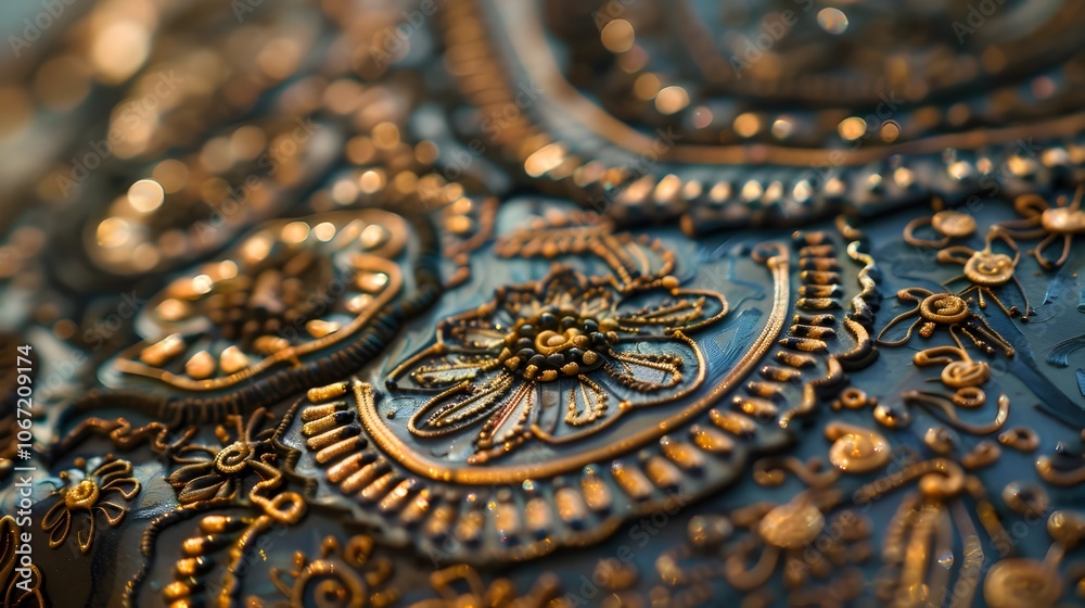 Exquisite Ornate Metallic Floral Pattern with Intricate Swirls and Luxury Embellishments Exquisite Ornate Metallic Floral Pattern with Intricate Swirls and Luxury Embellishments