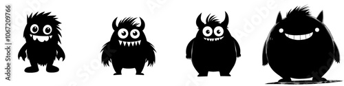 Red one-eyed monster with horns on its head and an open mouth, furry and fuzzy