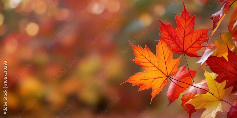 Colorful autumn leaves in vibrant shades create warm atmosphere Colorful autumn leaves in vibrant shades create warm atmosphere