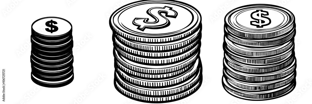 Isolated white background with coin line icon Isolated white background with coin line icon