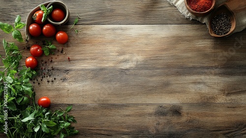 Fresh organic vegetables arranged on rustic wooden table, promoting healthy eating. 