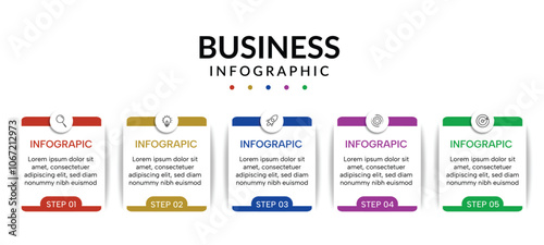 5 Steps Vector Business Template For Presentation, Creative Concept For Infographic, Diagram.