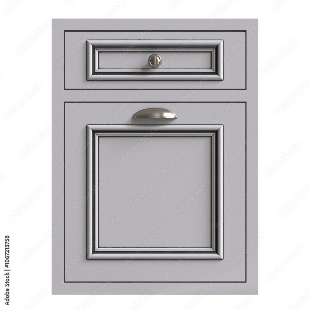 Kitchen facade, doors for kitchen cabinets 3D rendering, front view Kitchen facade, doors for kitchen cabinets 3D rendering, front view