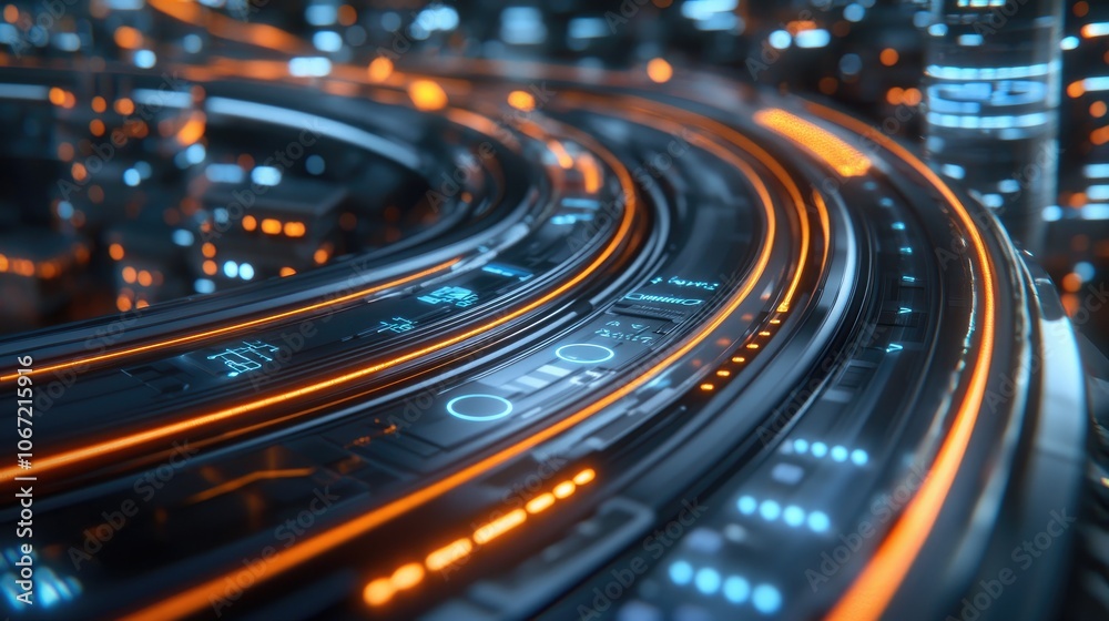 Futuristic Technology Concept with Glowing Lines Futuristic Technology Concept with Glowing Lines