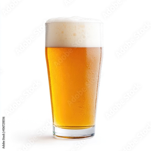 Fresh Cold Beer in a Clear Glass with Foam