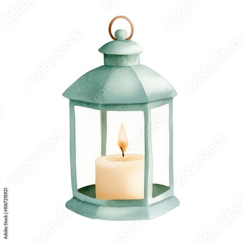 Vintage Lantern with Candle Glow in Soft Light