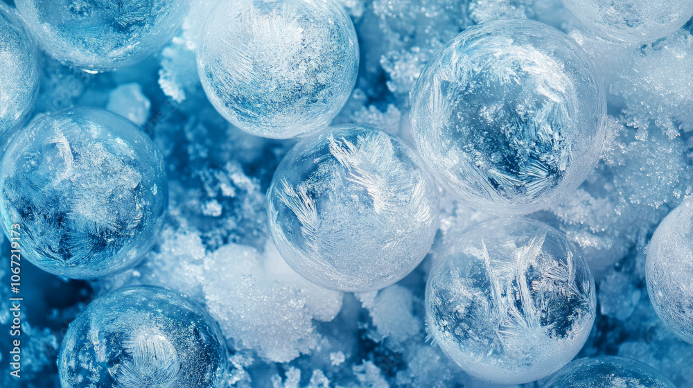 background of transparent round frozen balls background of transparent round frozen balls